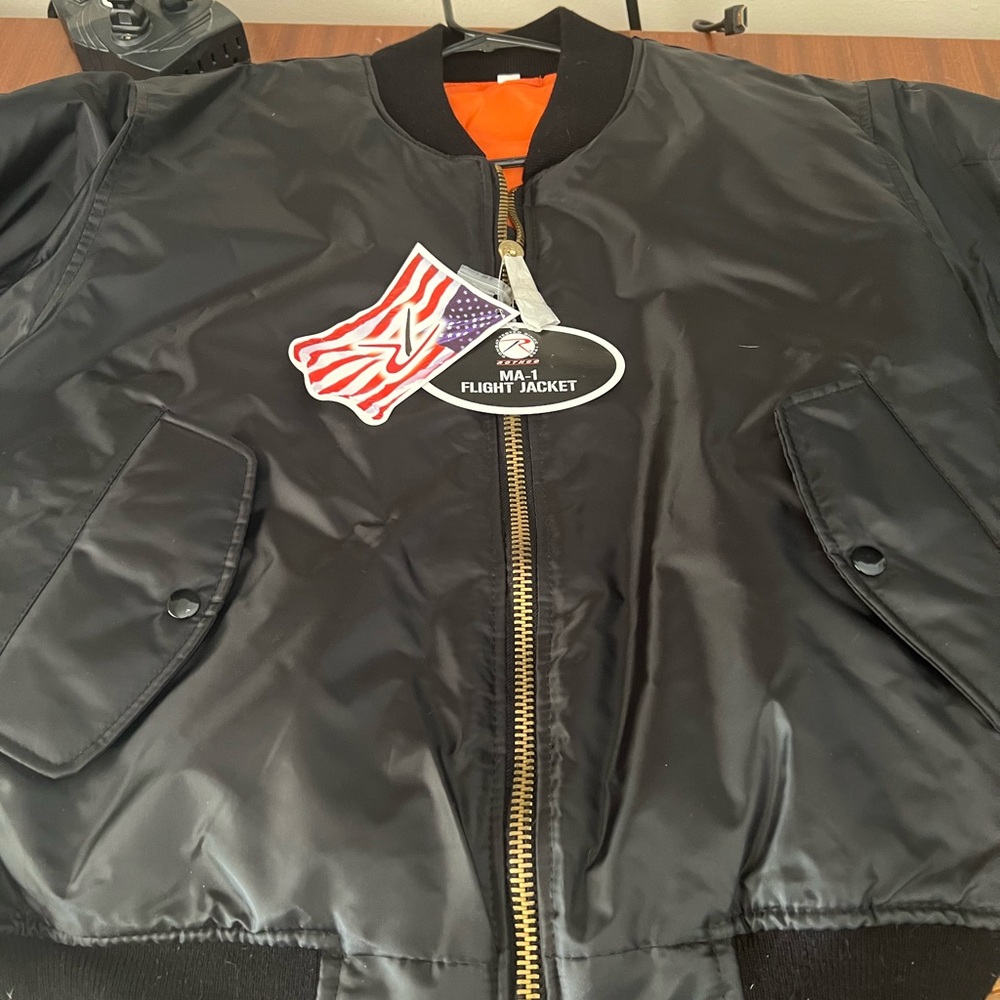 Rothco MA-1 Flight Jacket - Black and Orange